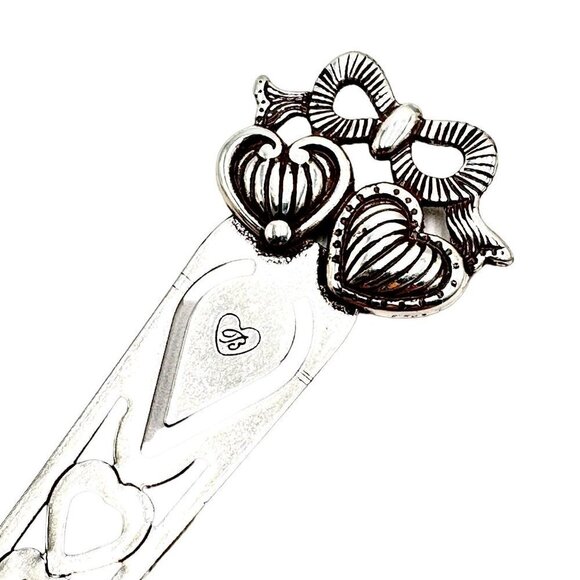 Brighton Hearts & Ribbons Sterling Silver Plated Book Mark - Picture 1 of 3